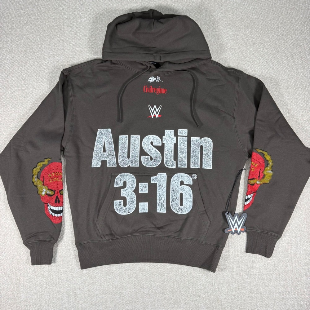 Civil Regime x WWE Stone Cold Austin 3:16 Hoodie Vintage Black Sz S NEW w/ Tag
